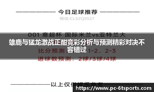 雄鹿与猛龙激战正酣竞彩分析与预测精彩对决不容错过